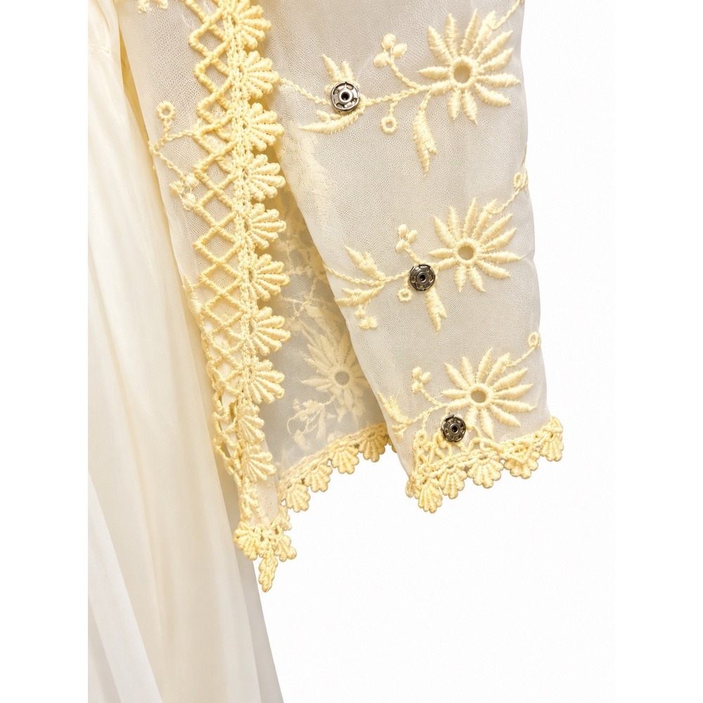 Vintage Handmade Ivory Lace Wedding Dress Bridal Gown 26" Waist 72" Train - Picture 12 of 14